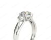 Round Cut Trilogy Diamond Engagement Ring cross-over setting in Platinum