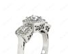 Princess Cut Trilogy Halo Diamond Engagement Ring in 18K White