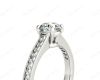 Round Cut Four Claw Set Milgrain Diamond Engagement Ring With Pavé Side Stones in Platinum