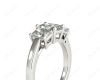 Radiant Cut four claw trilogy diamond engagement ring in Platinum