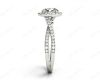 Round Cut Split Shank Diamond Halo Engagement Ring with Pave Set Side Stones Down the Band in Platinum