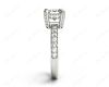 Princess Cut Diamond Engagement Ring with Claw set centre stone with Pave Set Prongs and Side Stones in 18K White