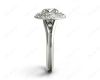 Round Cut Double Halo Plain Band Diamond Engagement ring with claw set centre stone in Platinum