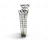 Round Cut Diamond Wedding Set Rings with Pave Setting Side Stones in Platinum