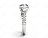 Round Cut Four Claw Set Diamond Ring with Round Cut Diamonds Down the Shoulders in Platinum