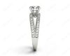 Round Cut 4 Claw Split Shank Engagement Ring with Grain Set Side Stones in Platinum