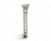 Princess Cut Trilogy Ring with Milgrain set shoulder diamond in Platinum