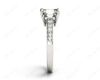 Emerald Cut Trilogy Ring with Channel Set Shoulder Diamonds in 18K White