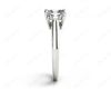 Radiant Cut four claw trilogy diamond engagement ring in Platinum