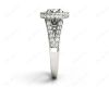 Round Cut Halo Diamond Engagement Ring Split Band with Four Claws Set Centre Stone in 18K White