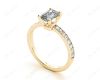 Emerald Cut Diamond Engagement Ring with Four Prong set centre stone   in 18K Yellow