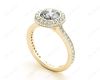 Round Cut Halo Diamond Ring with Bezel Set Centre Stone in 18K Yellow