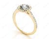 Cushion Cut Halo Diamond Engagement Ring with Claw Set Centre Stone in 18K Yellow
