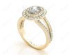 Oval Cut Double Halo Diamond Engagement ring with claw set centre stone in 18K Yellow