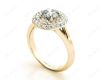 Round Cut Double Halo Plain Band Diamond Engagement ring with claw set centre stone in 18K Yellow