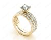 Princess cut diamond wedding set rings with four claws setting in 18K Yellow