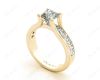 Princess Cut Diamond Engagement ring with four claws Channel Setting Side stones in 18K Yellow