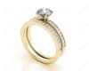 Round cut diamond wedding set rings with four claws setting in 18K Yellow