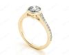 Round Cut Bezel Set Diamond Ring with Pave Set Diamonds Down the Shoulders in 18K Yellow