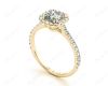 Asscher Cut Halo Diamond Engagement Ring with Claw set centre stone in 18K Yellow