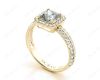 Princess Cut Halo Ring with Milgrain Claw Set Centre Stone in 18K Yellow