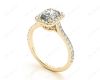 Radiant Cut Halo Diamond Engagement Ring with Claw Set Centre Stone Pave Diamond Setting Side Stones In 18K Yellow