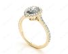 Pear Cut Halo Diamond Engagement Ring with Claw Set Centre Stone in 18K Yellow