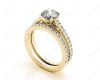 Round cut diamond wedding set rings with four claws setting in 18K Yellow