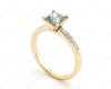 Princess Cut Diamond Engagement ring with four claws centre stone in 18K Yellow