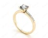 Cushion Cut Diamond Engagement ring with four claws centre stone in 18K Yellow