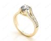 Round Cut Diamond Ring with Four Claws set centre stone in 18K Yellow