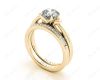 Round cut diamond wedding set rings with channel set shoulders in 18K Yellow