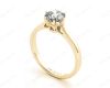 Round Cut Six Claw Set Diamond Ring on a Plain Band in 18K Yellow