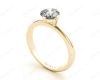 Solitaire Round Cut Four Claw Set Diamond Engagement Ring with Plain Band in 18K Yellow