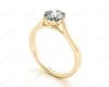 Round Cut Six Claw Set Diamond Ring with Plain Band in 18K Yellow