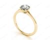 Round Cut Four Claw Set Diamond Ring With a Plain Band in 18K Yellow