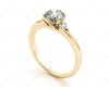 Round Cut Claw Set Trilogy Diamond Ring with Plain Band in 18K Yellow