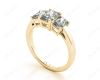 Radiant Cut four Claw Trilogy Diamond Engagement Ring in 18K Yellow