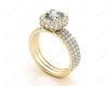 Cushion Cut Four Claw Set Diamond Engagement Ring in 18K Yellow