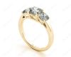 Cushion Cut Four Caw Trilogy Diamond Engagement Ring In 18K Yellow