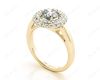 Round Cut Double Halo Diamond Engagement ring with claw set centre stone in 18K Yellow