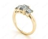 Emerald Cut Four Claw Trilogy Diamond Engagement Ring in 18K Yellow