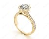 Round Cut Halo Vintage Diamond Engagement Ring With Claw Set Centre Stone in 18K Yellow