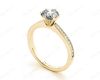 Round Cut Six Claw Set Diamond Ring with Round cut Diamonds  in 18K Yellow