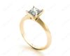 Princess Cut Solitaire Diamond Engagement Ring with Claw set centre stone with Knife-Edge Shoulders in 18K Yellow