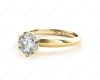 Round Cut Six Claw Set Diamond Ring With Round Cut Diamonds Pave Set on the Sides with a Plain Band in 18K Yellow