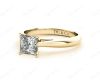 Princess Cut Four Claw Set Diamond Ring   in 18K Yellow