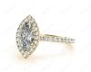 Marquise Cut Halo Diamond Engagement Ring with Claw Set Centre Stone with Pavé Set Side Stones in 18K Yellow