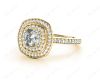 Double Halo Diamond Engagement Ring Round Cut with Claw Set Centre Stone Channel Setting Side Stones in 18K Yellow Gold