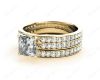 Princess cut diamond wedding set rings with four claws setting in 18K Yellow